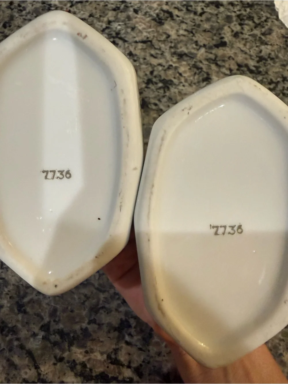 Vintage White Porcelain Floral Spoon Holder Dishes